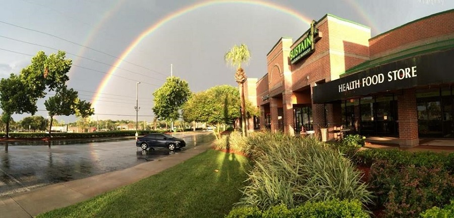 store front with rainbow